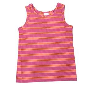 Hanna Andersson Ribbed Pink And Orange Striped Tank Top Size 10